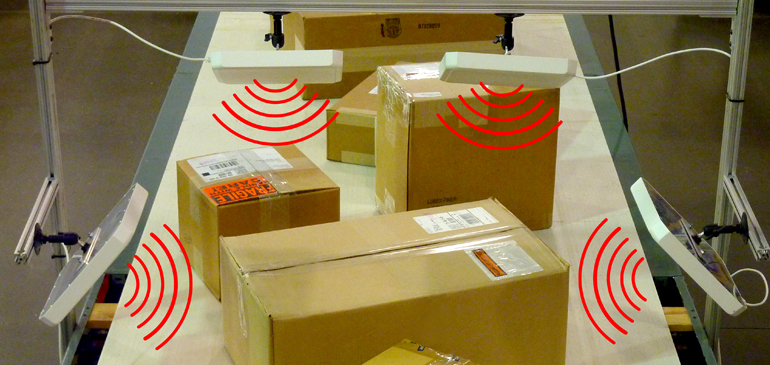 rifd scanning boxes on conveyor